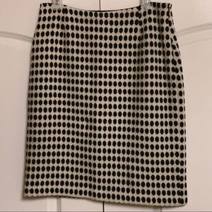 Milly Black Ivory Mod Print Polka Dot Soft Virgin Wool Career Pencil Skirt 10